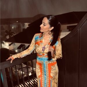 Versace Multicolor Baroque-Print Shirt Dress